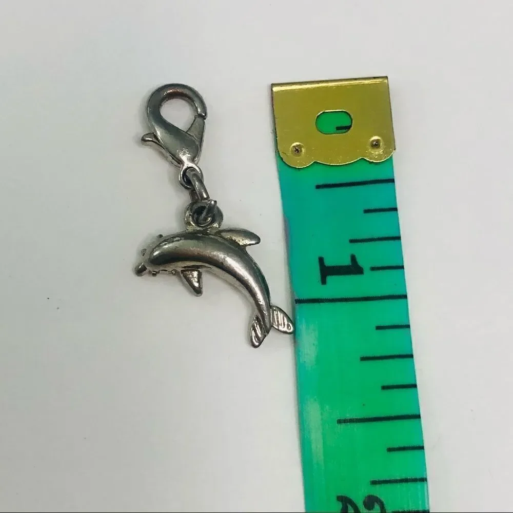 dolphin charm silver tone lobster claw closure‎ dangle charm summer beach